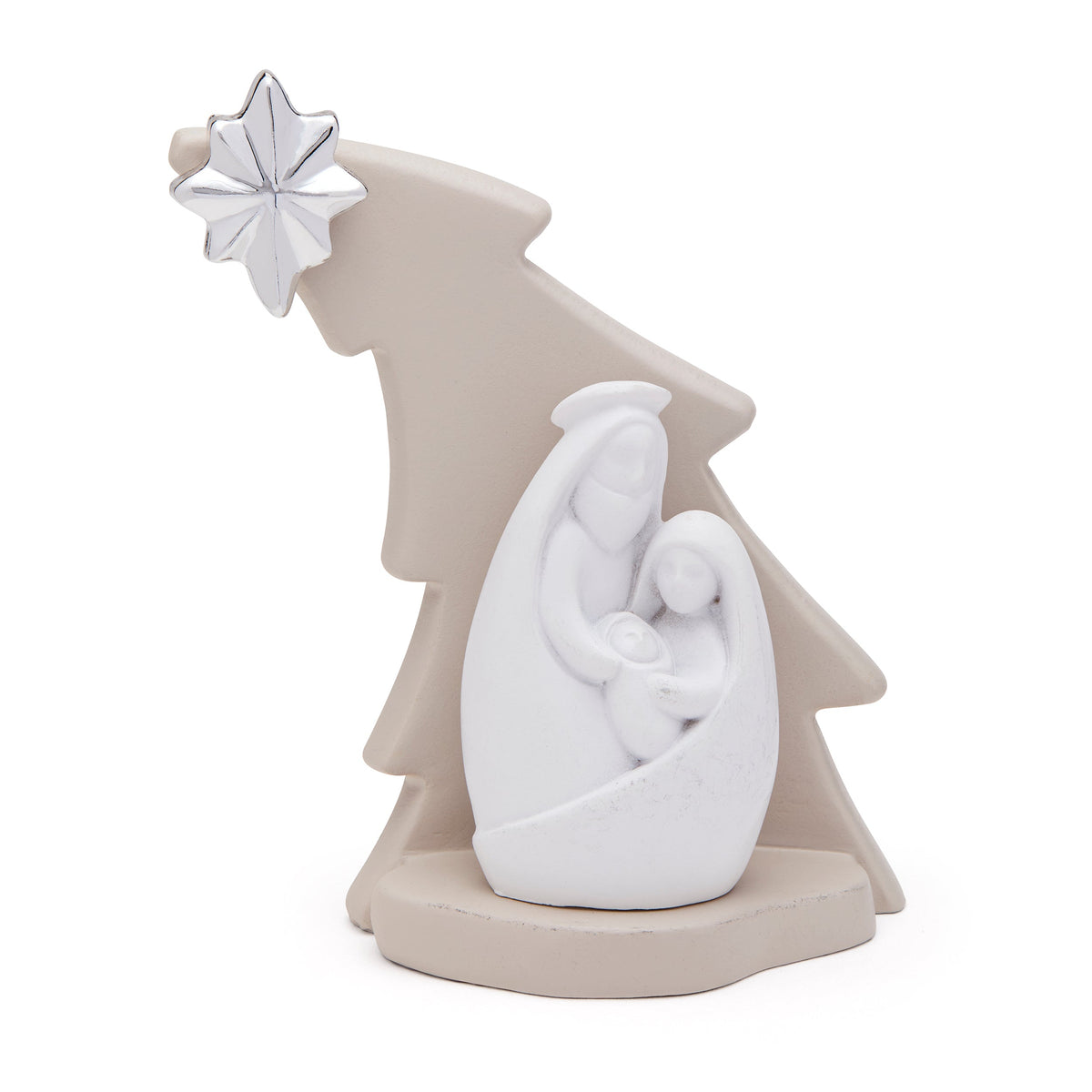 Resin Nativity Scene with Christmas Tree Modern Style