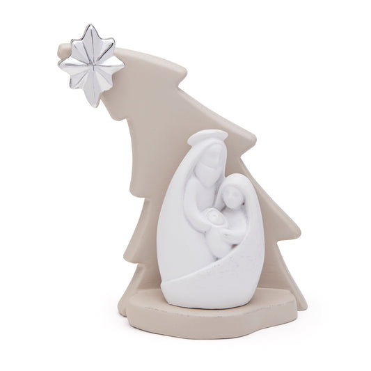 Resin Nativity Scene with Christmas Tree Modern Style