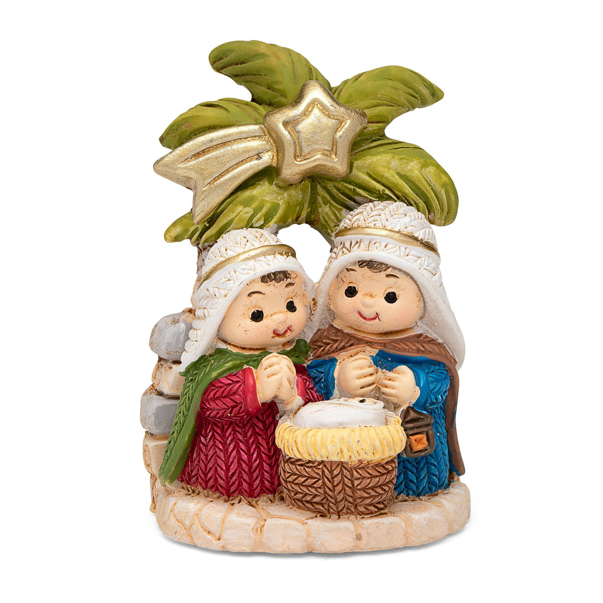 Resin Nativity Scene With Palm Tree