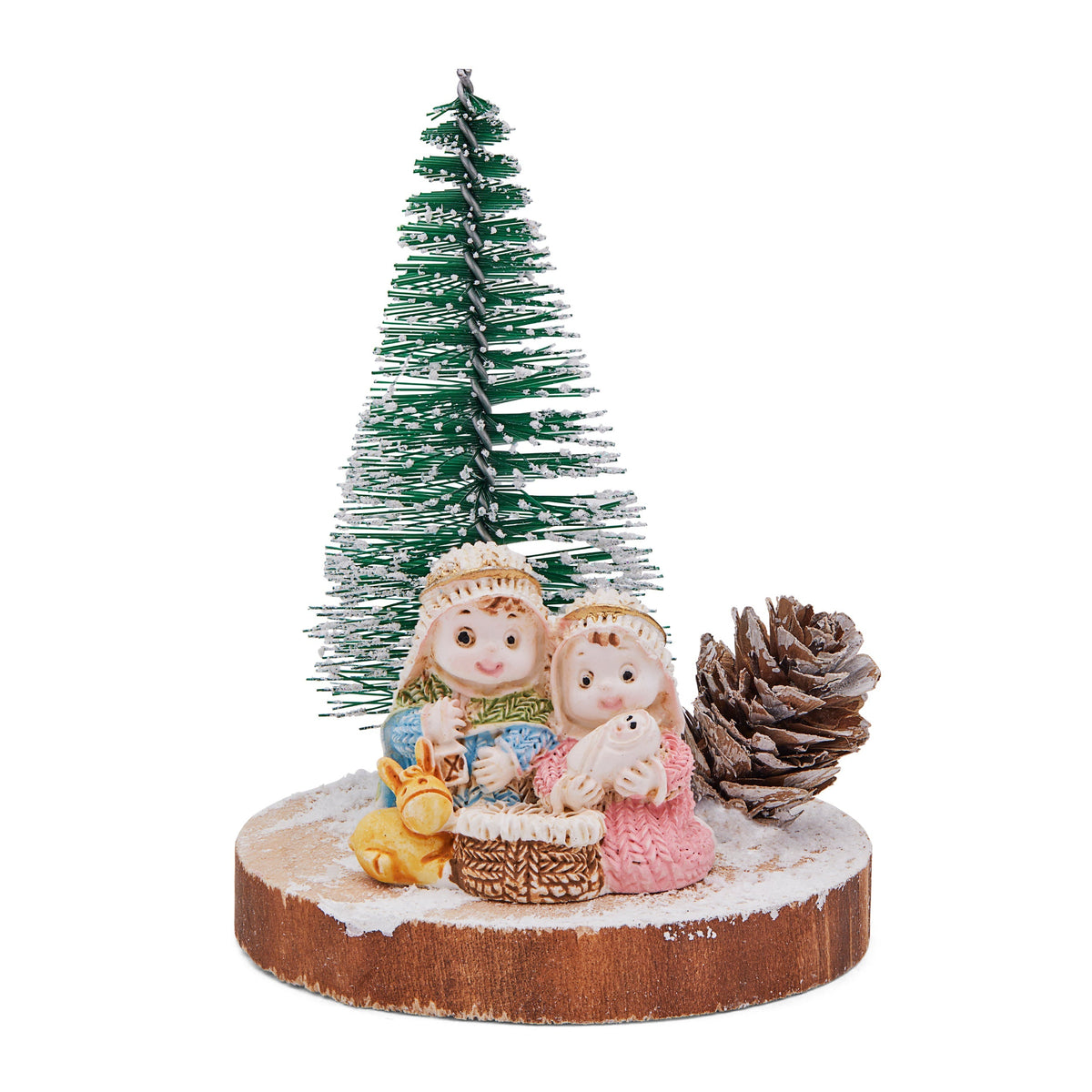 Resin Nativity Scene With Tree on Trunk