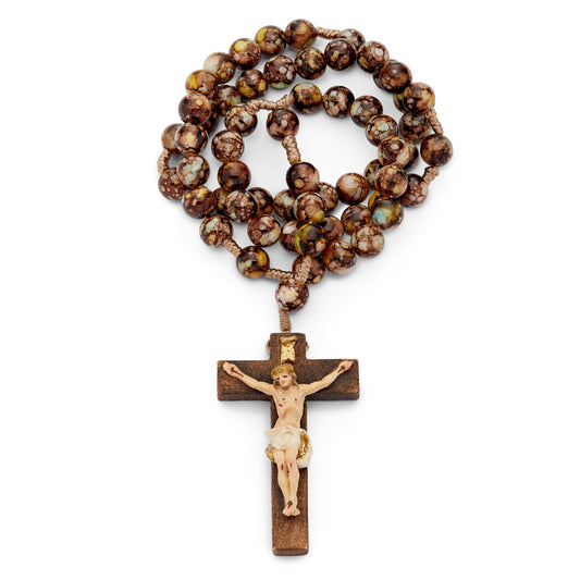 Resin Rosary in Rope with Handpainted Crucifix