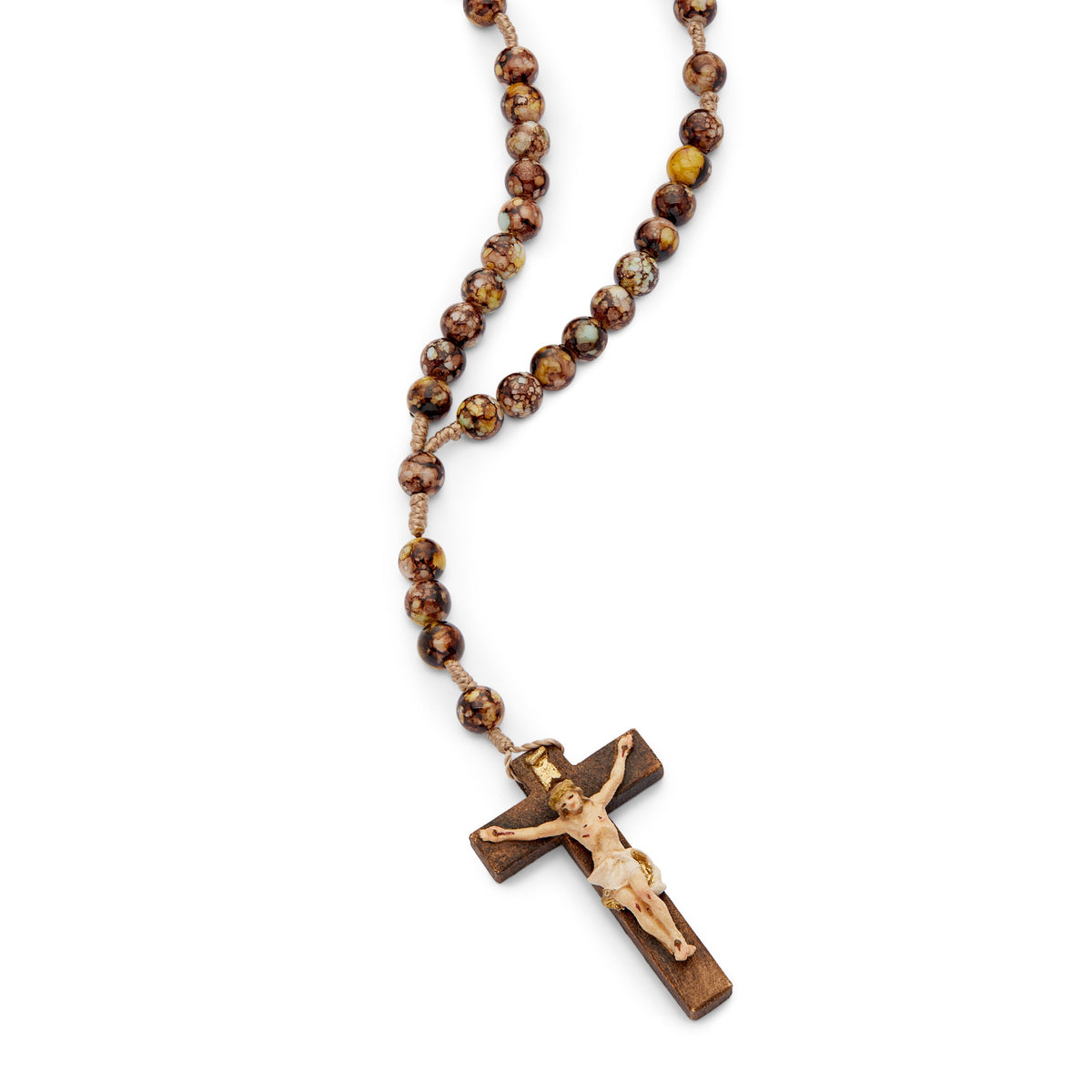 Resin Rosary in Rope with Handpainted Crucifix