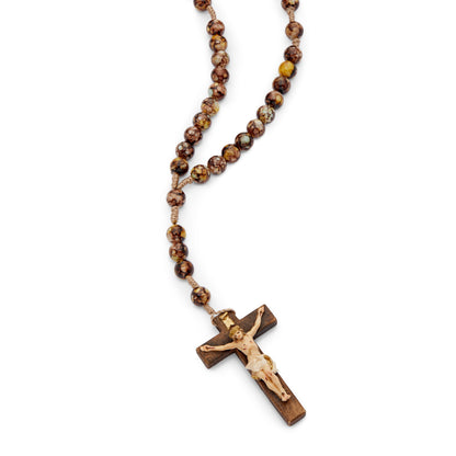 Resin Rosary in Rope with Handpainted Crucifix