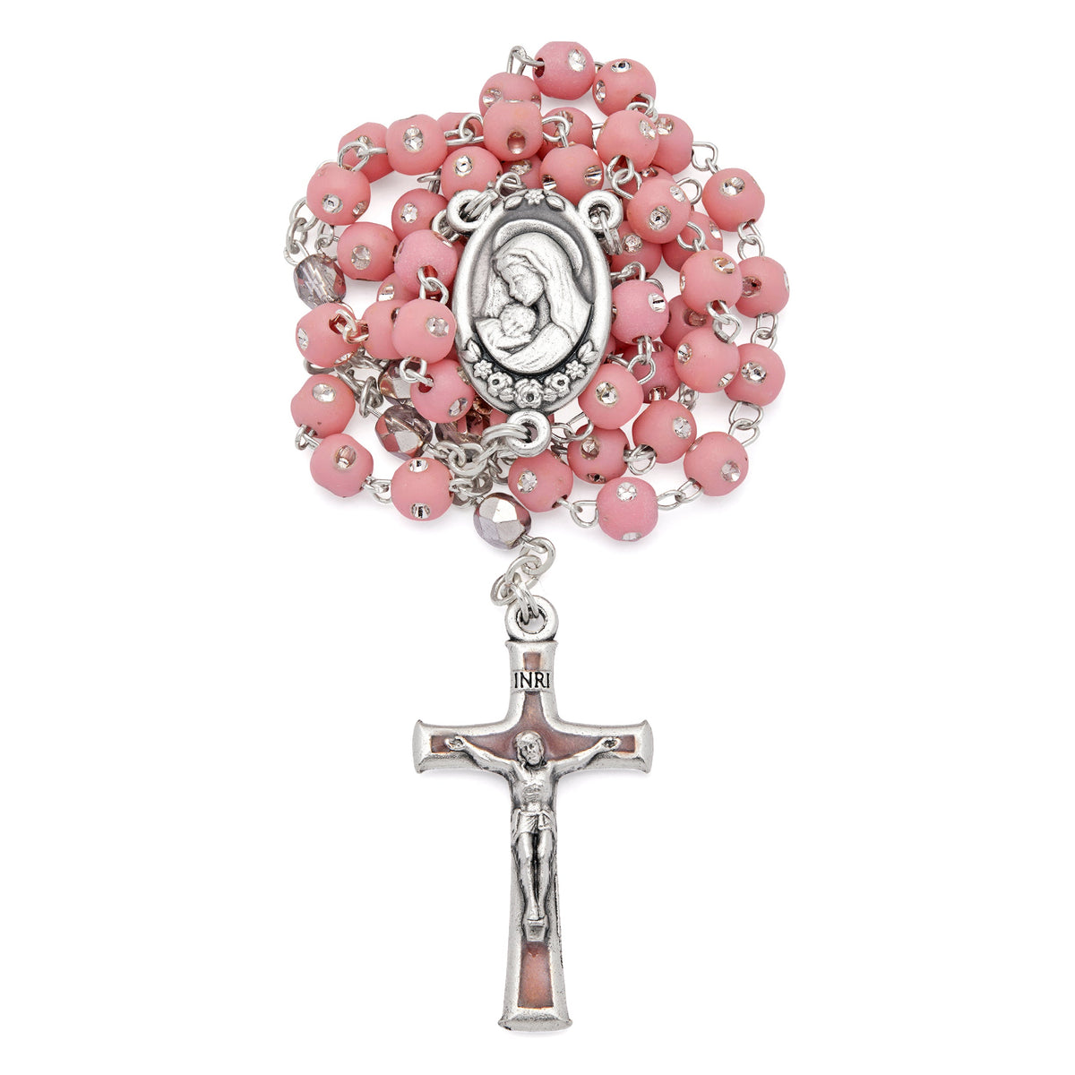 Resin rosary with rhinestones