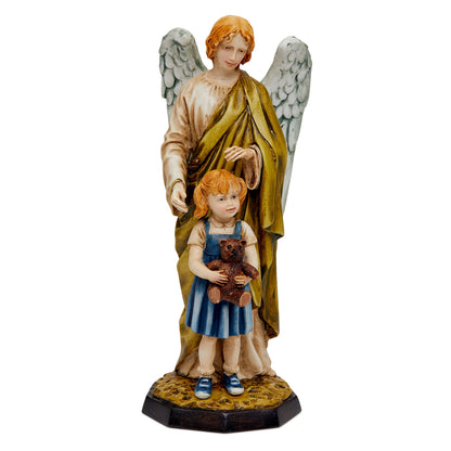 Resin Statue of the Guardian Angel With a Little Girl