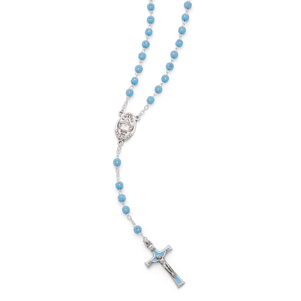 Resin turquoise rosary with rhinestones
