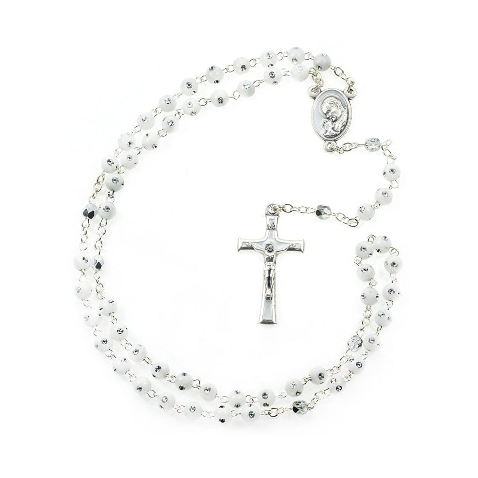 Resin White Rosary with Strass