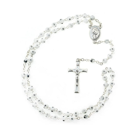 Resin White Rosary with Strass