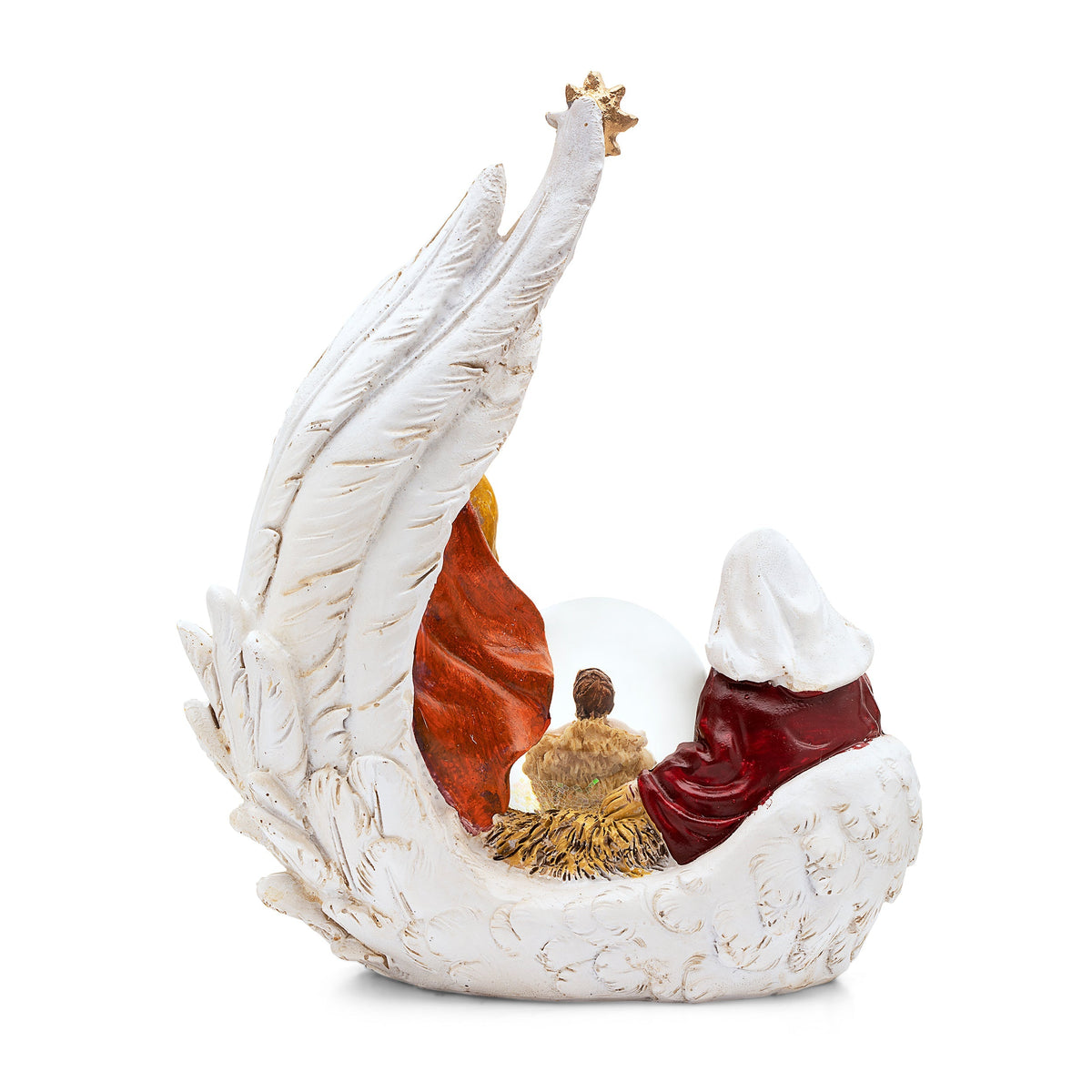 Resin Wing With Nativity Scene and Snow Globe
