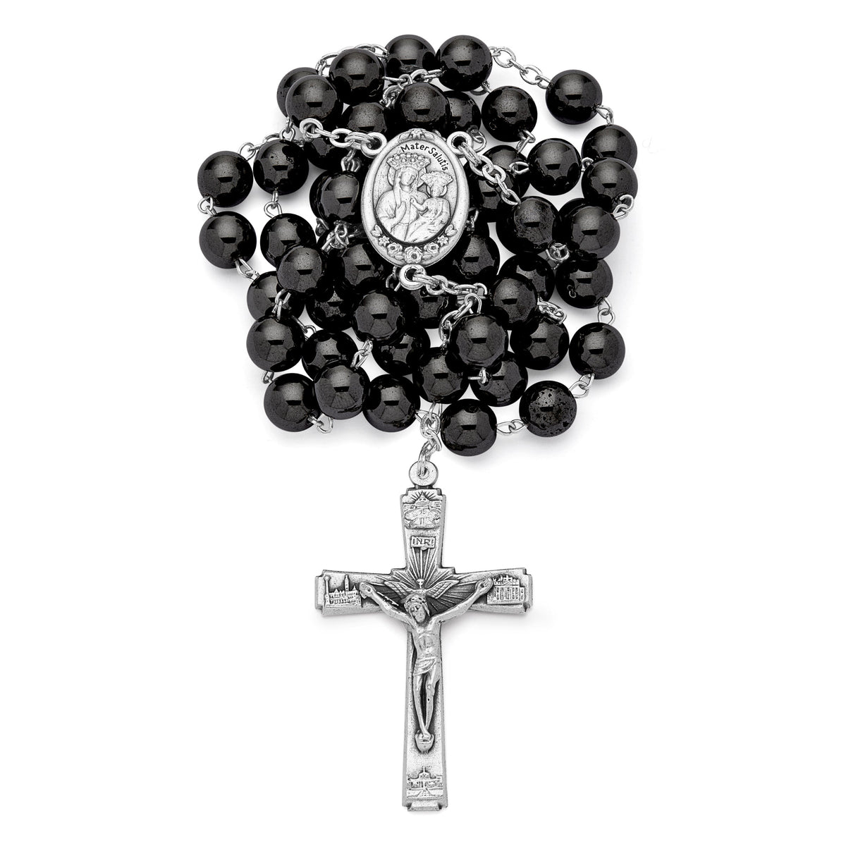 Our Lady of Good Health Traditional Rosary in Hematite beads