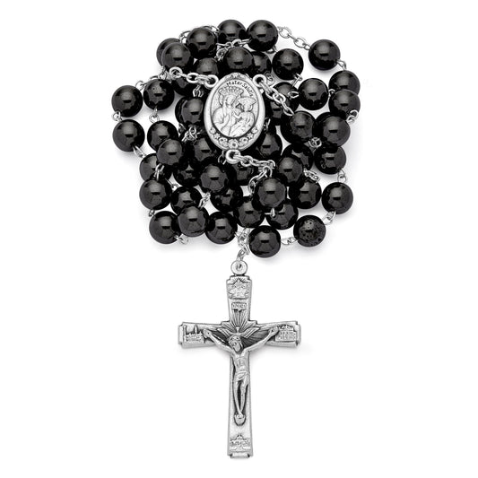 Our Lady of Good Health Traditional Rosary in Hematite beads