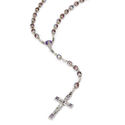 Rosary Beads with enameled Holy Family centerpiece