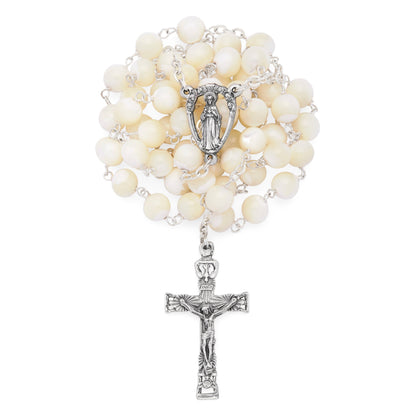 Rosary Beads with Jesus of Sacred Heart Center Medal and Holy Spirit Crucifix