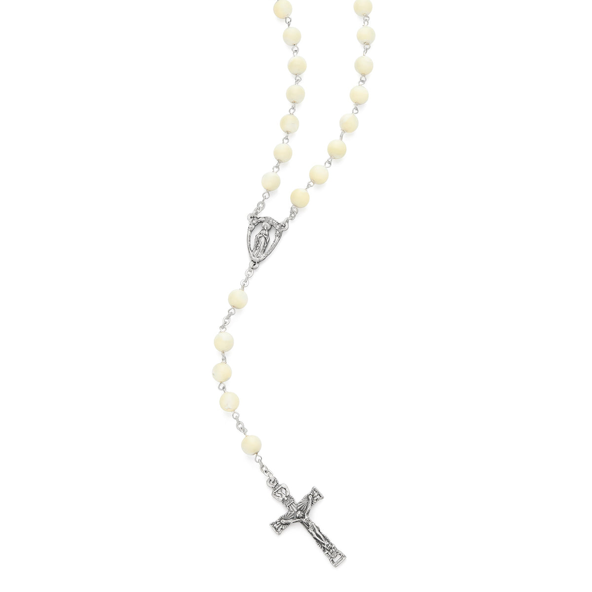Rosary Beads with Jesus of Sacred Heart Center Medal and Holy Spirit Crucifix
