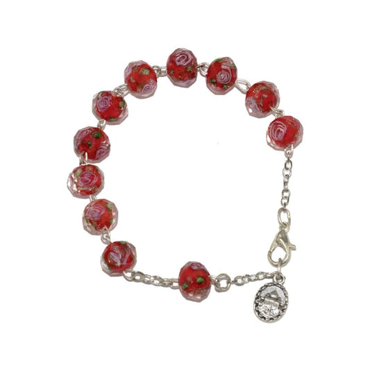 Rosary Bracelet in Faceted Crystal Flower Design
