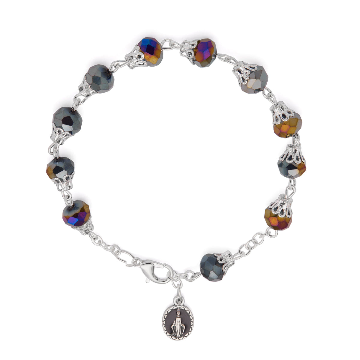 Rosary Bracelet with Balloon-shaped Black Crystal Beads