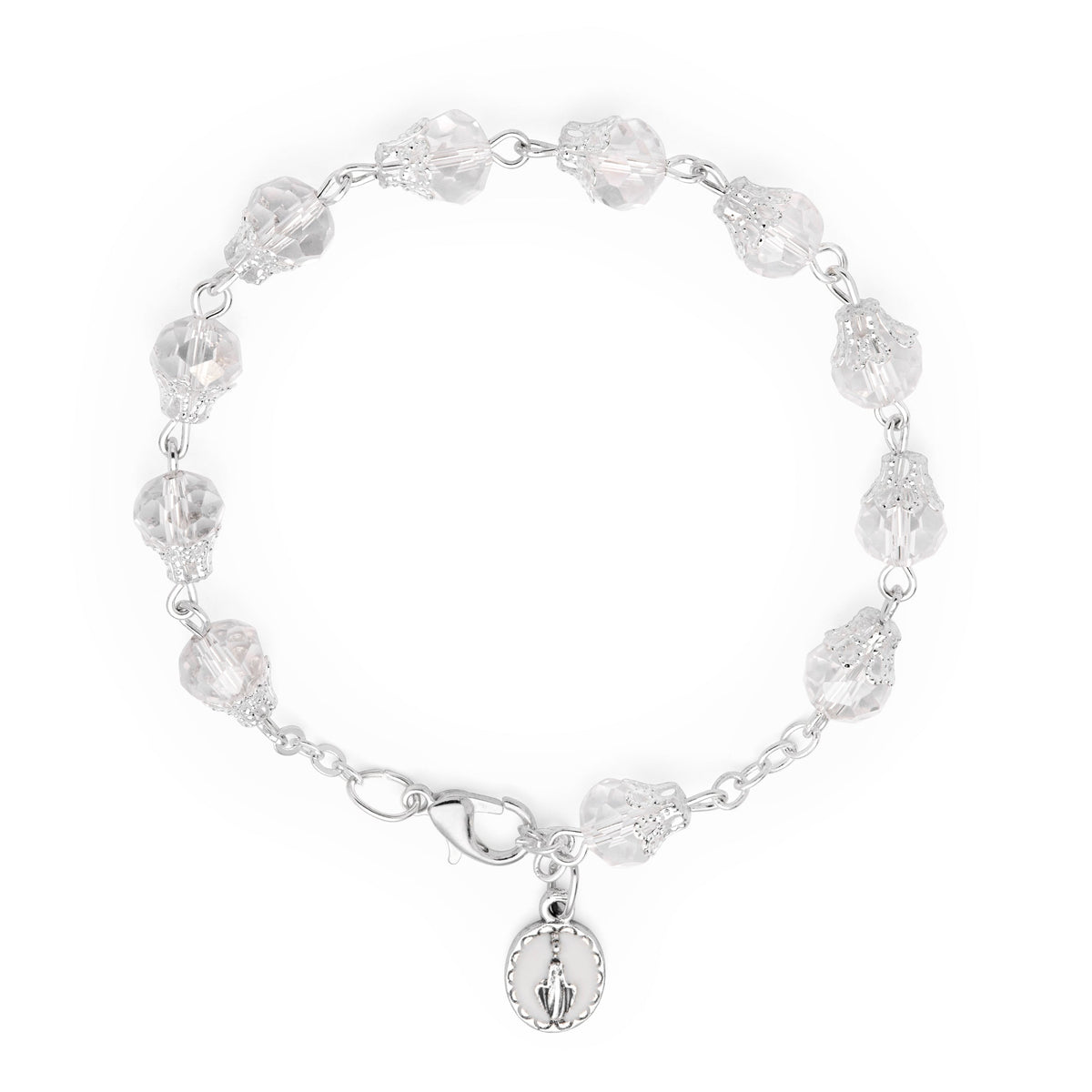 Rosary Bracelet with Balloon-shaped Clear Crystal Beads
