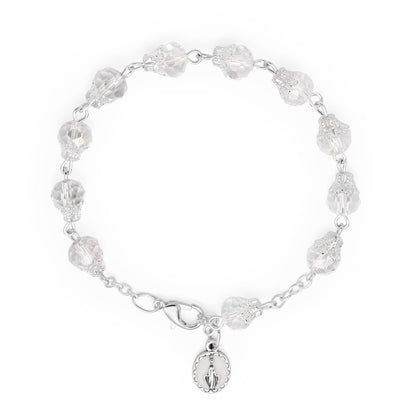 Rosary Bracelet with Balloon-shaped Clear Crystal Beads