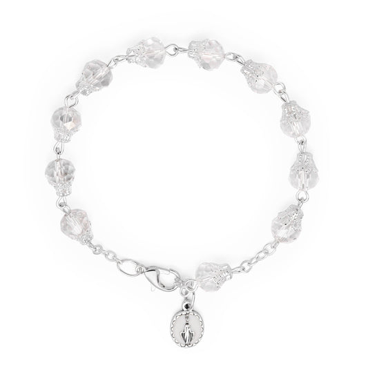 Rosary Bracelet with Balloon-shaped Clear Crystal Beads