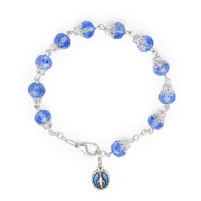 Rosary Bracelet with Balloon-shaped Light Blue Crystal Beads