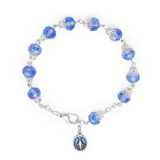 Rosary Bracelet with Balloon-shaped Light Blue Crystal Beads
