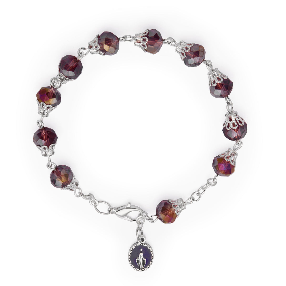 Rosary Bracelet with Balloon-shaped Purple Crystal Beads