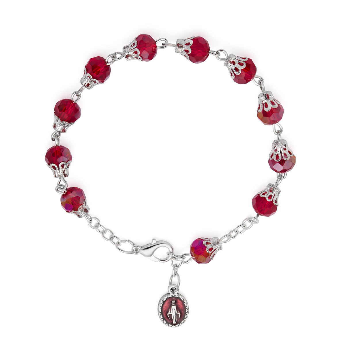 Rosary Bracelet with Balloon-shaped Red Crystal Beads