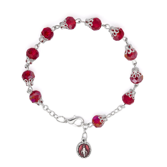 Rosary Bracelet with Balloon-shaped Red Crystal Beads