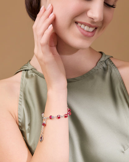 Rosary Bracelet with Balloon-shaped Red Crystal Beads