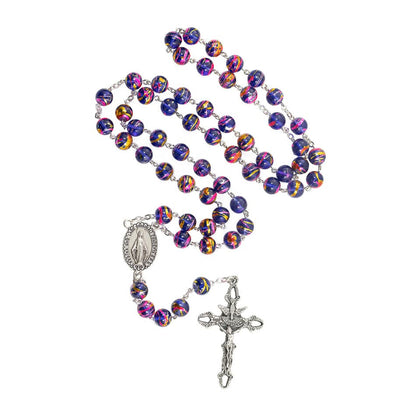 Rosary in Aurora Glass Blue Beads