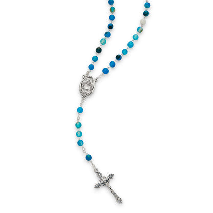 Pope Francis Rosary with Blue Agate Beads