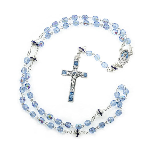 Rosary in  Blue Faceted Glass