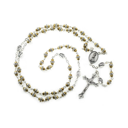 Rosary in Golden Crystal with Fatima Virgin