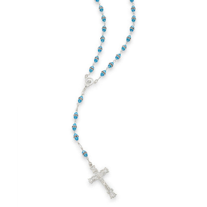 Rosary in Light Blue Crystal Rhinestones