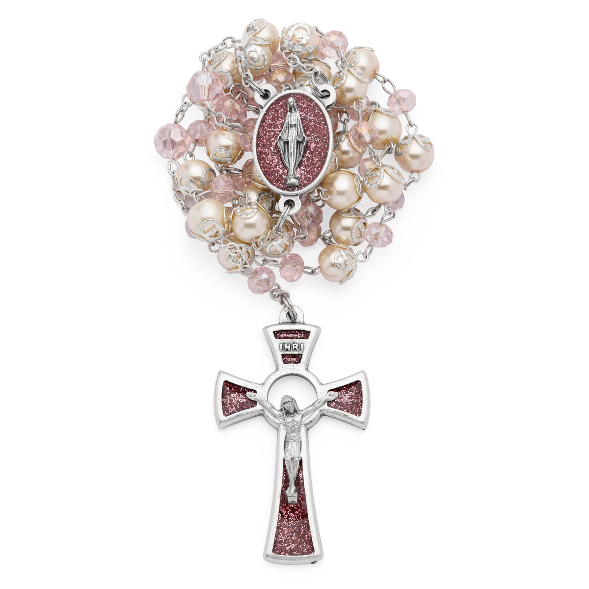Rosary in pearls and crystals