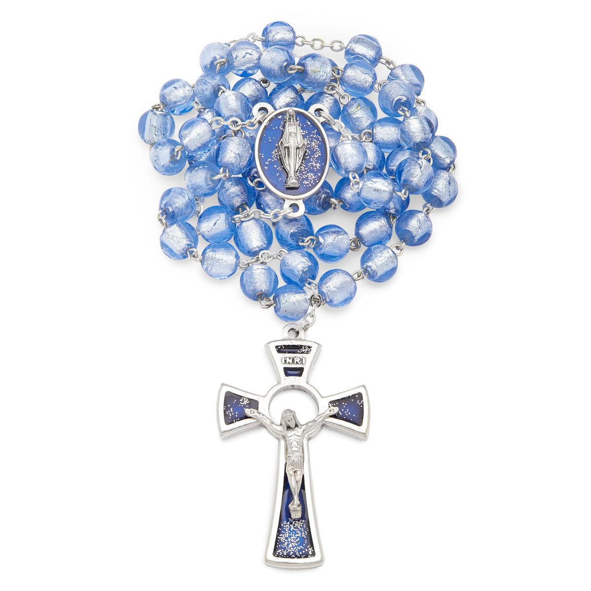 Rosary in Sky Blue Murano Glass