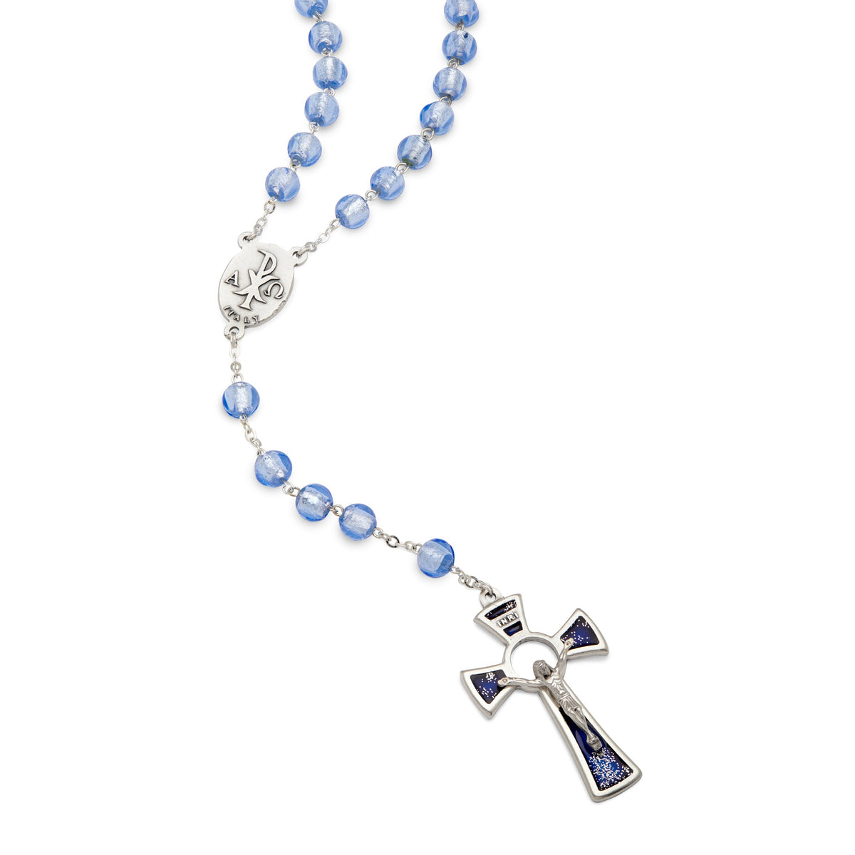 Rosary in Sky Blue Murano Glass