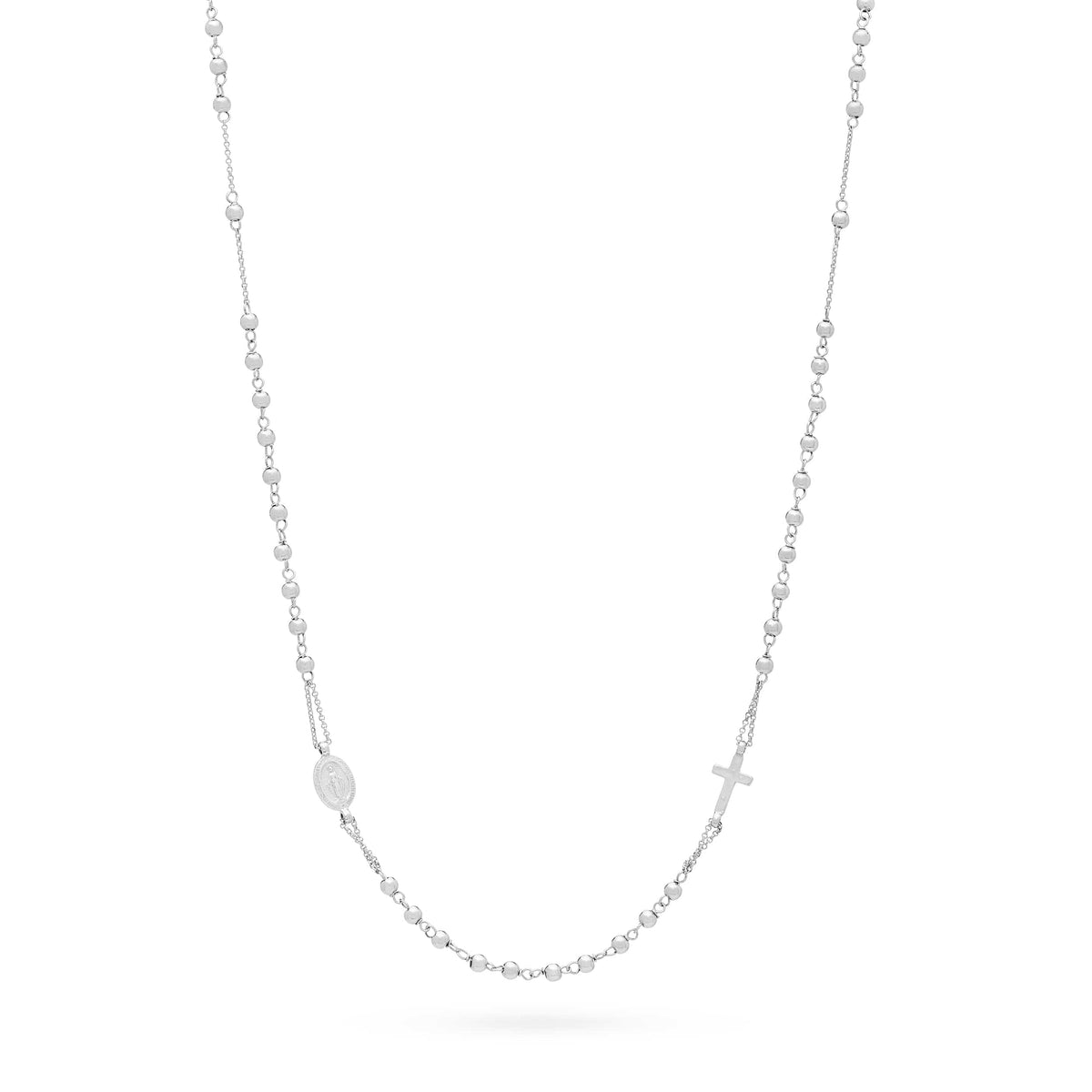 Rosary Necklace in White Gold