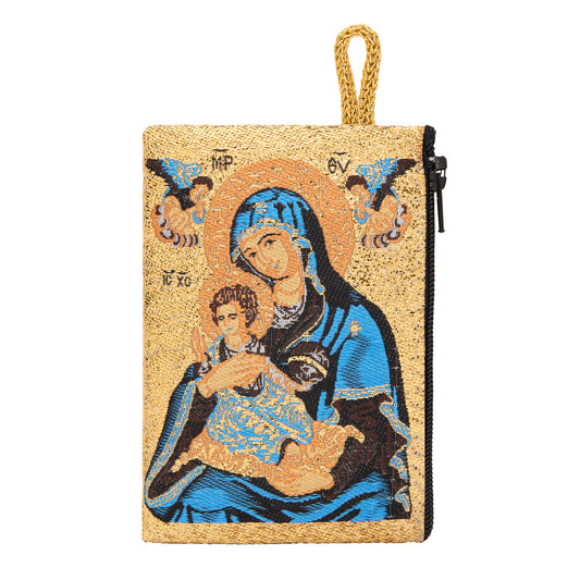 Rosary Pouch with Blue Our Lady of Perpetual Help