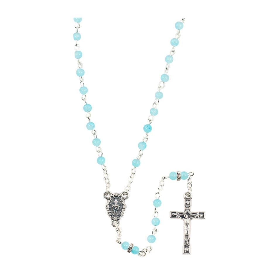 Rosary Round Glass Beads Crystal Rhinestones Our Father