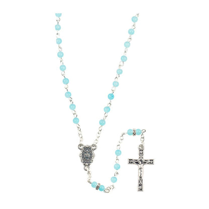Rosary Round Glass Beads Crystal Rhinestones Our Father