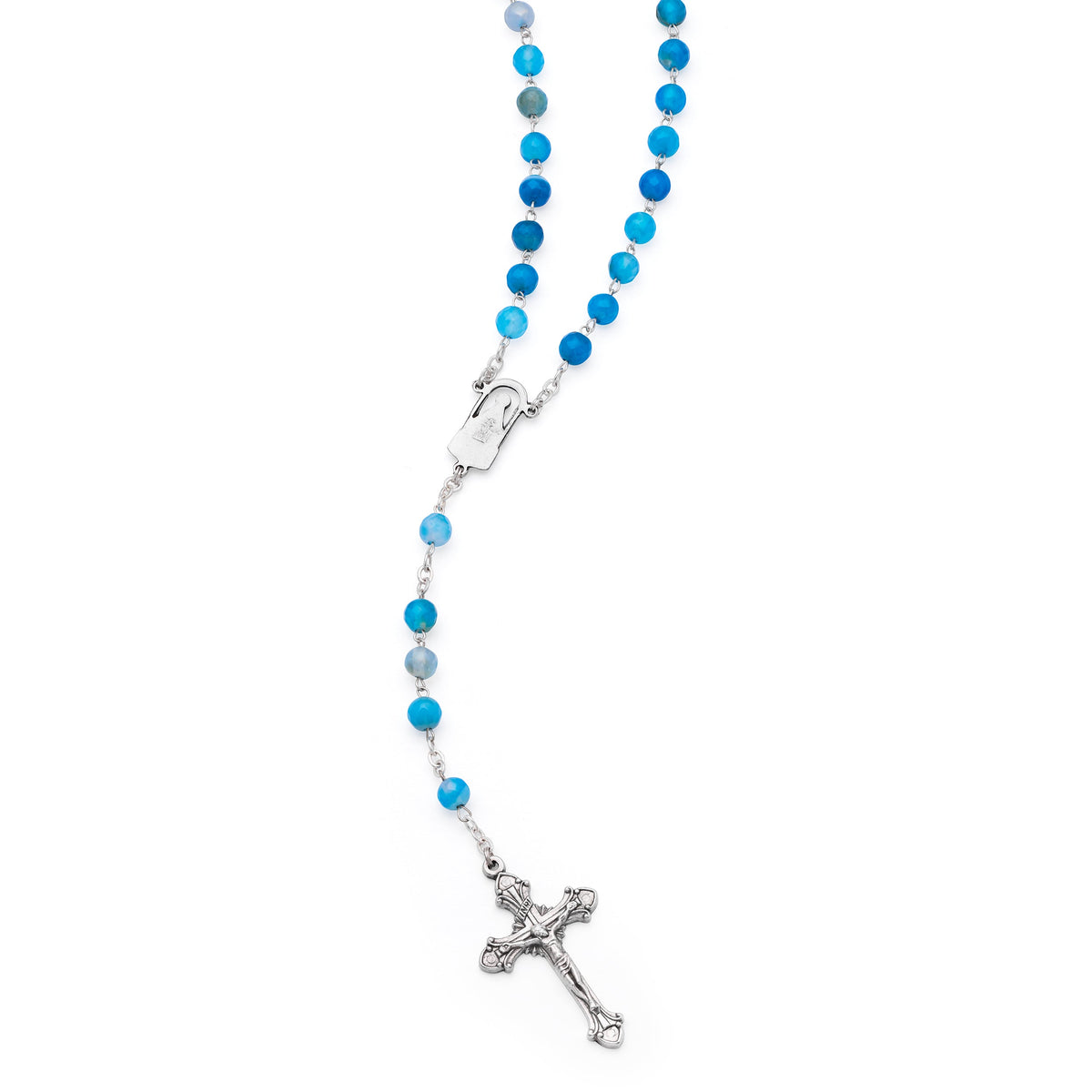 Rosary with Blue Faceted Agate