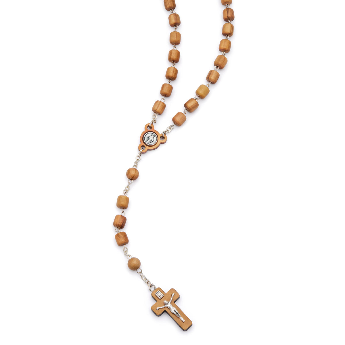 Rosary with Cylindrical Olive Wood Beads