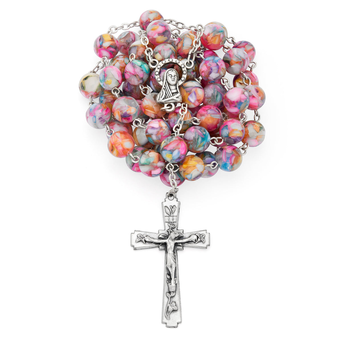 Rosary with Multicolor Shell Beads