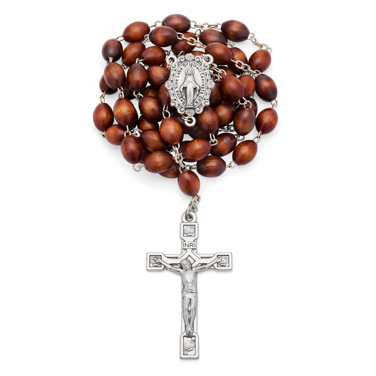 Rosary with Oval Wooden Beads