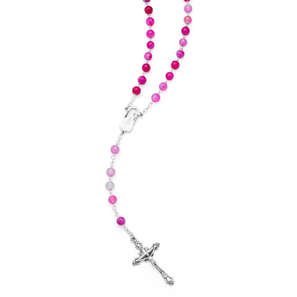 Rosary with Pink Agate Beads
