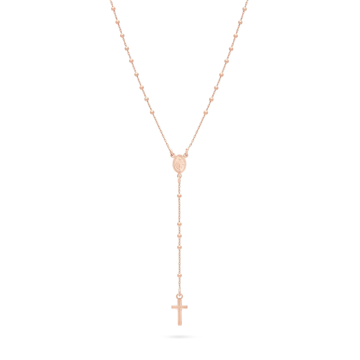 Rose Gold-plated Sterling Silver Rosary with Small Beads