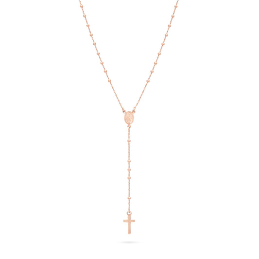 Rose Gold-plated Sterling Silver Rosary with Small Beads