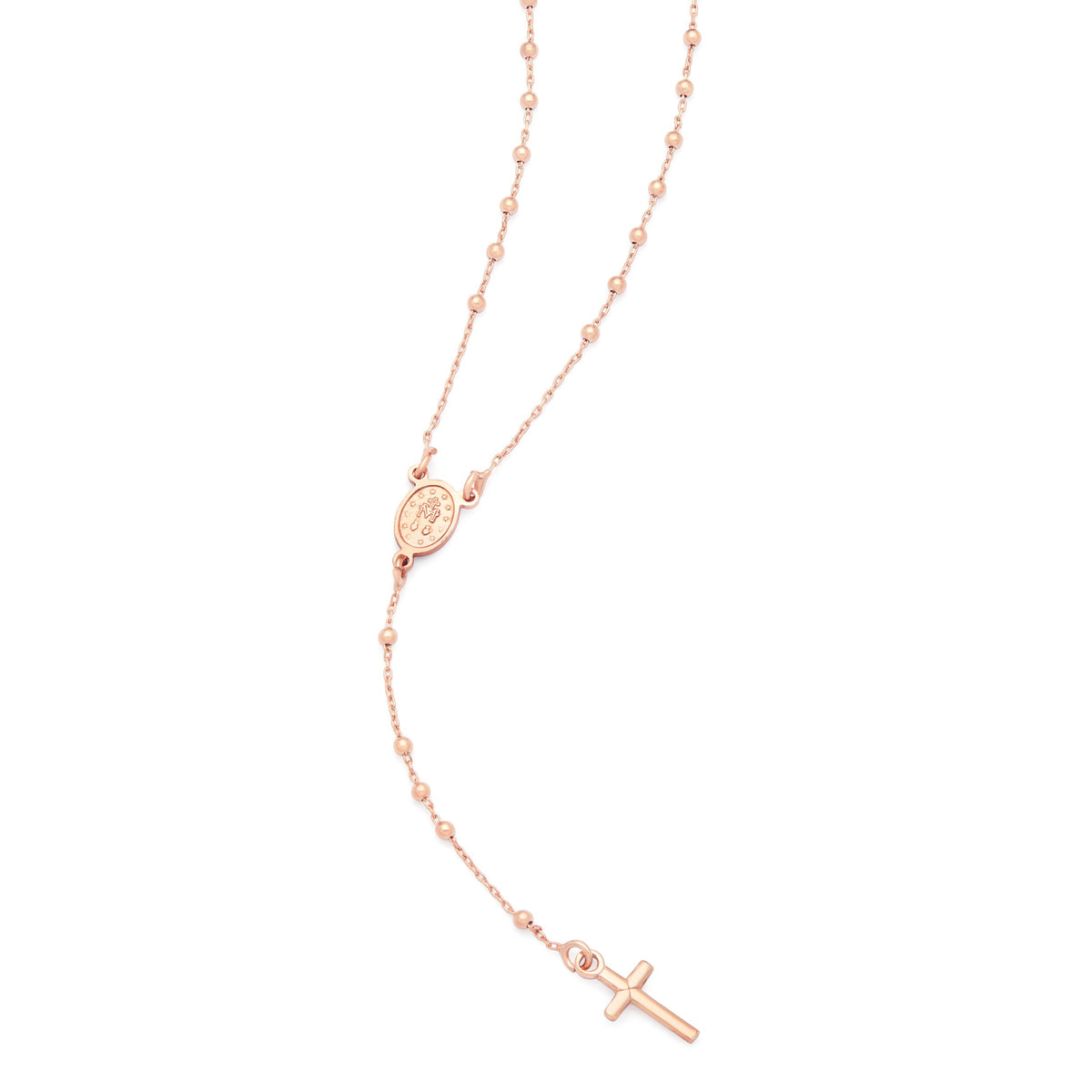 Rose Gold-plated Sterling Silver Rosary with Small Beads