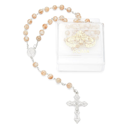 White and Rose Marble Effect Rosary